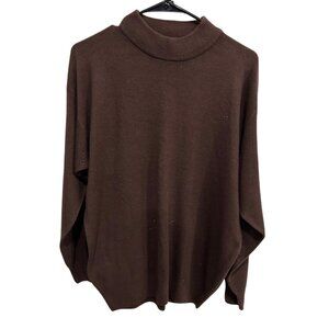 Brown Long-Sleeve Ribbed Knit Mockneck Sweater Sz XL
